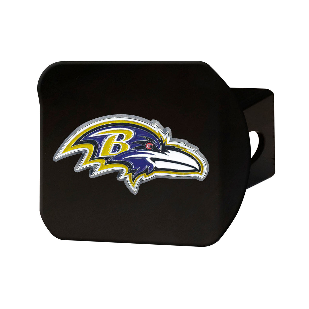 NFL Baltimore Ravens Logo Brands Color on Black Hitch Cover