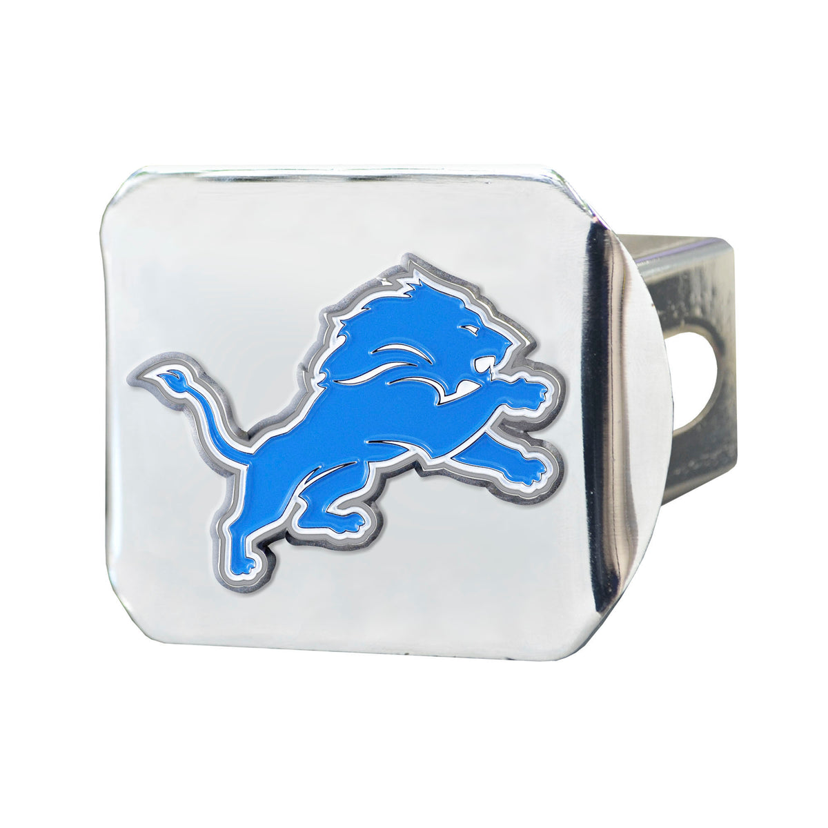 NFL Detroit Lions Logo Brands Color on Chrome Hitch Cover