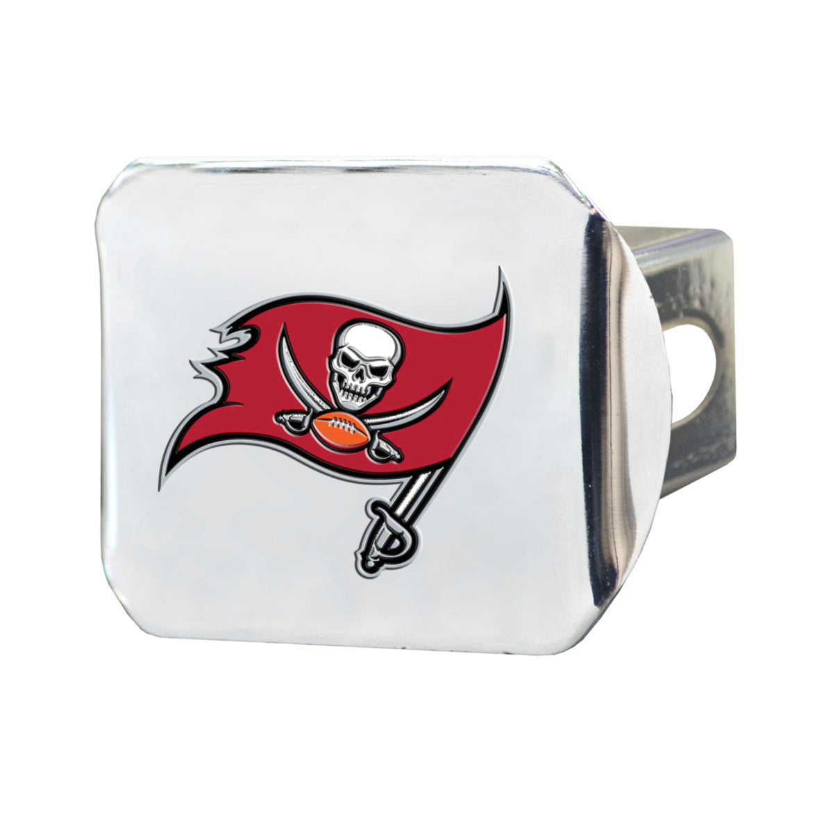 NFL Tampa Bay Buccaneers Logo Brands Color on Chrome Hitch Cover