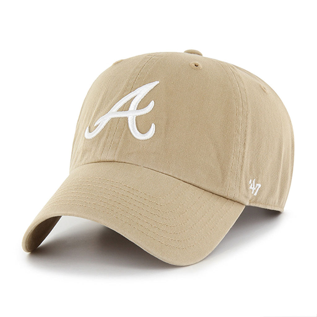 MLB Atlanta Braves '47 White Logo Clean Up Adjustable Hat - Khaki