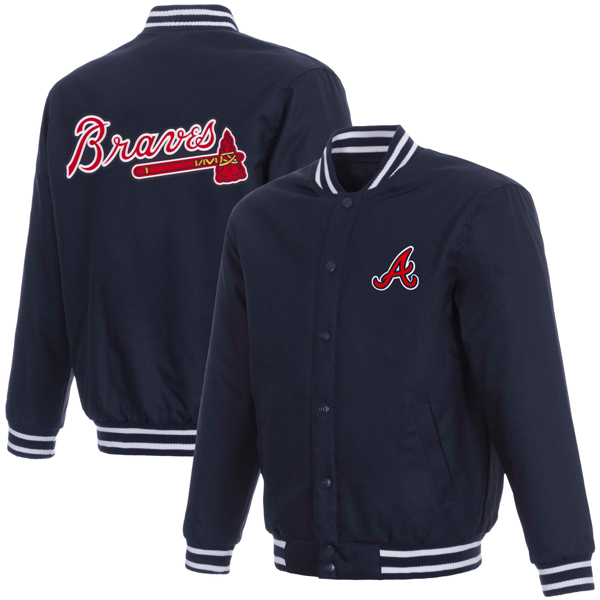 MLB Atlanta Braves JH Design Poly-Twill Jacket- Navy