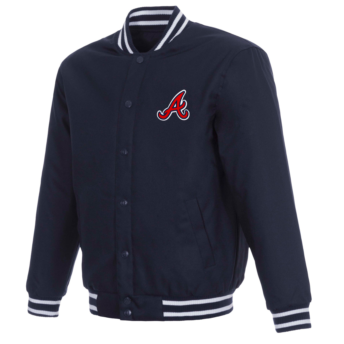 MLB Atlanta Braves JH Design Poly-Twill Jacket- Navy