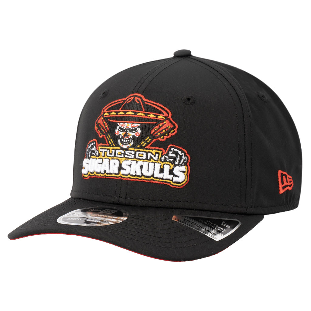 Tucson Sugar Skulls New Era Logo Stack Featherlight 9SEVENTY Stretch Snapback Hat - Black