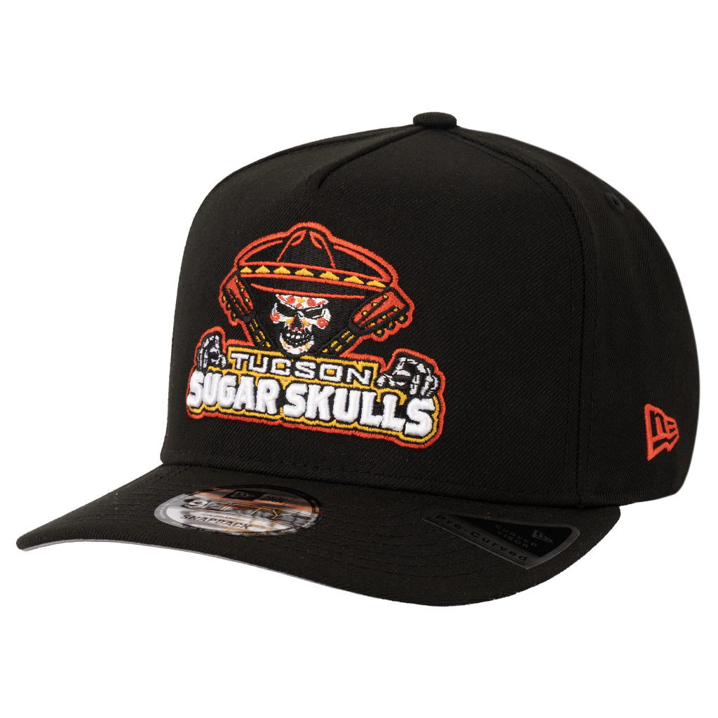 Tucson Sugar Skulls New Era Logo Stack 9FIFTY A-Frame Snapback Hat - Black