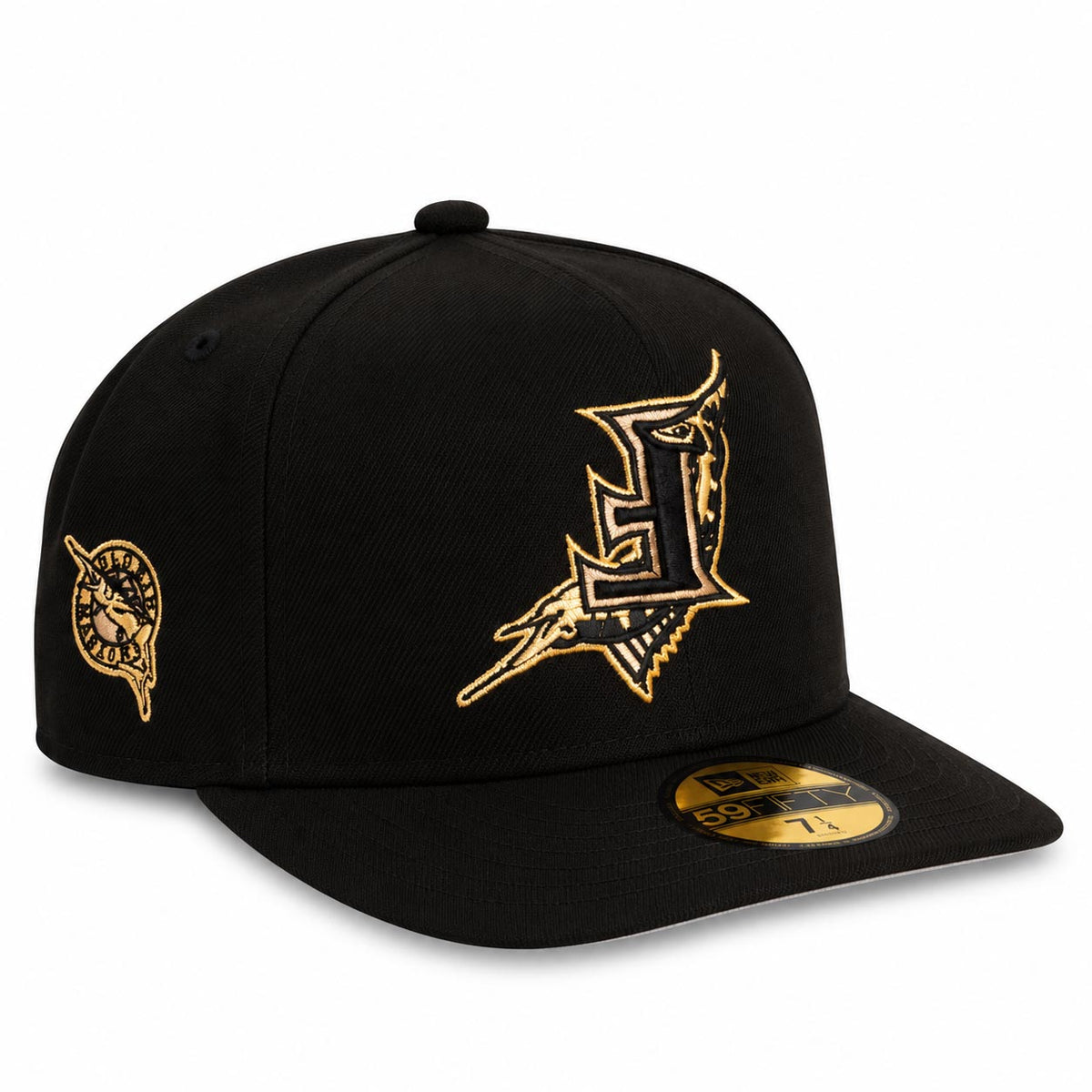 MLB Miami Marlins New Era Gold Digger 59FIFTY A-Frame Fitted Hat- Black