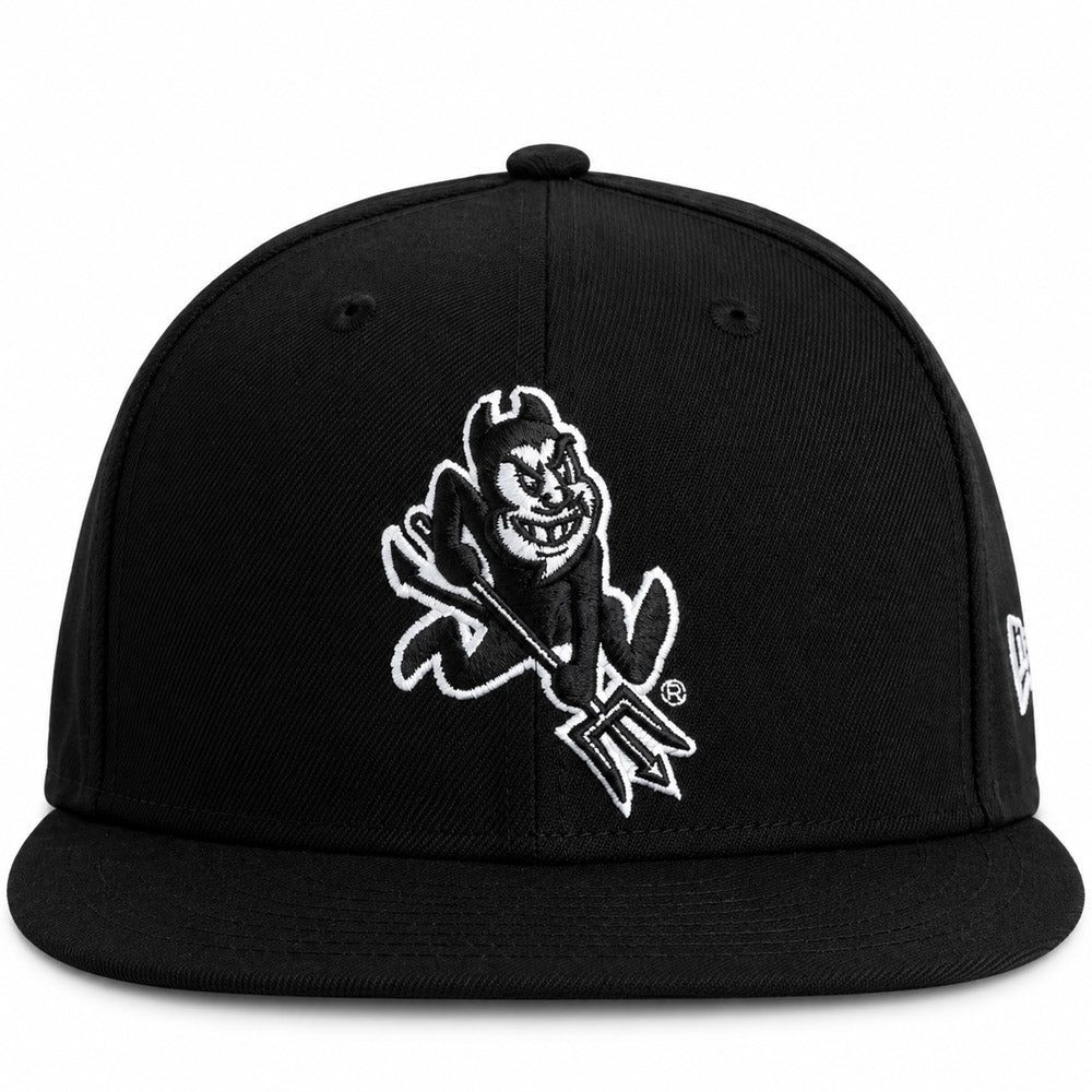 NCAA Arizona State Sun Devils New Era Black & White Sparky 9FIFTY Snapback Hat- Black