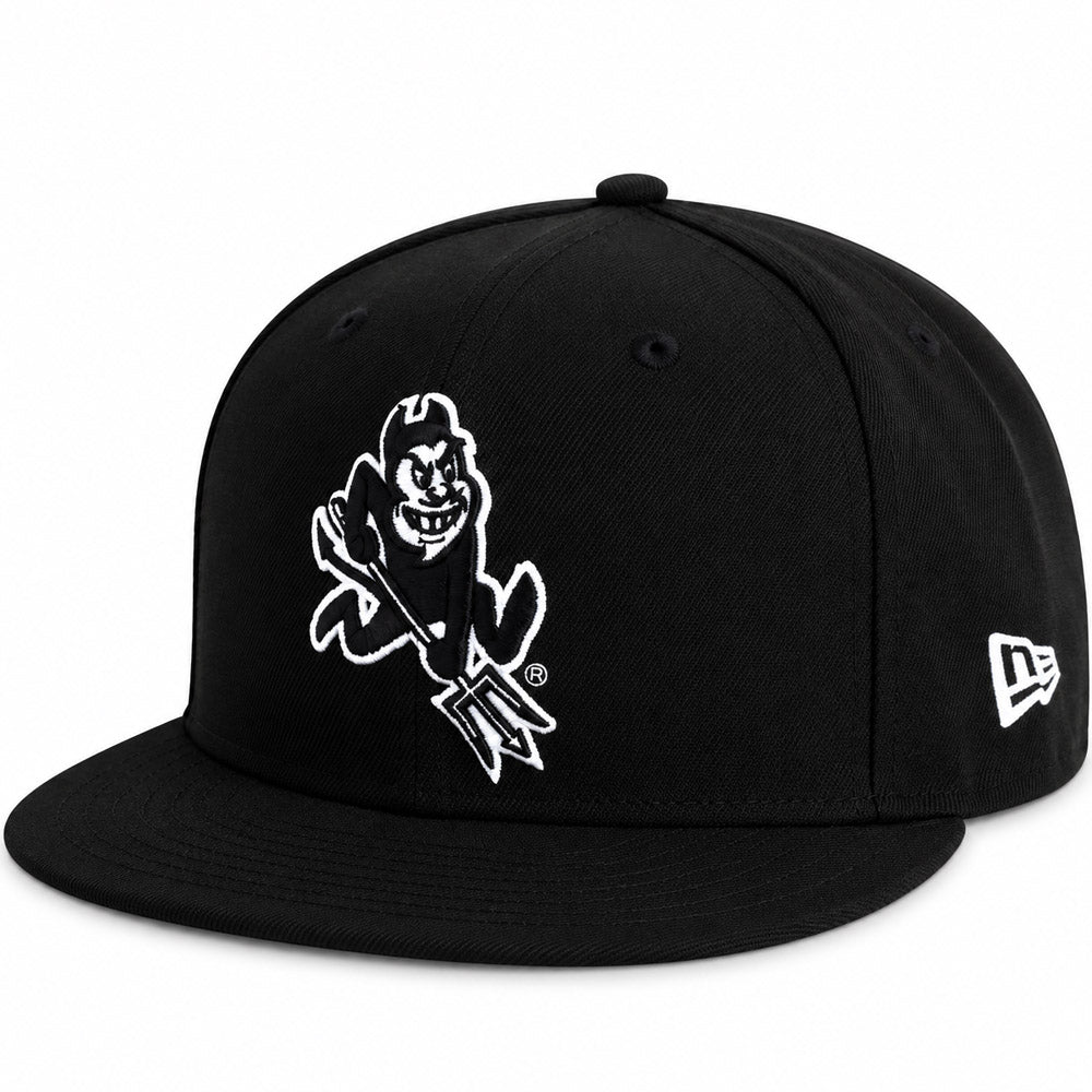 NCAA Arizona State Sun Devils New Era Black & White Sparky 9FIFTY Snapback Hat- Black