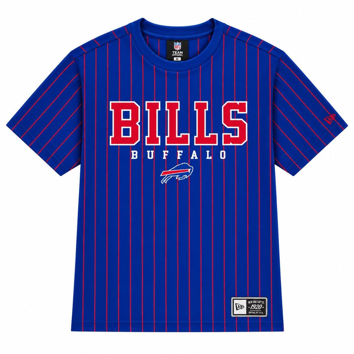 NFL Buffalo Bills New Era Team Name Pinstripe T-Shirt- Blue