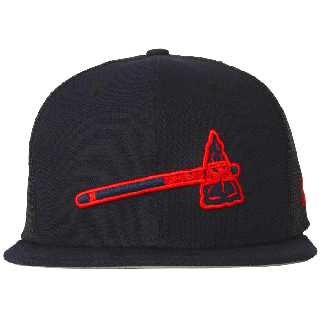 MLB Atlanta Braves New Era Shadowline 9FIFTY Snapback Trucker Hat - Navy