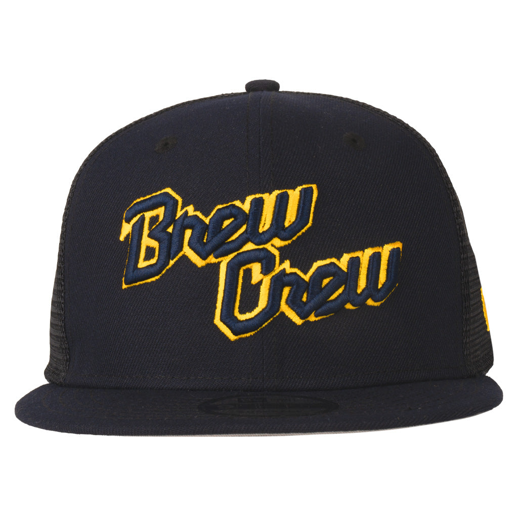 MLB Milwaukee Brewers New Era Shadowline 9FIFTY Snapback Trucker Hat - Navy