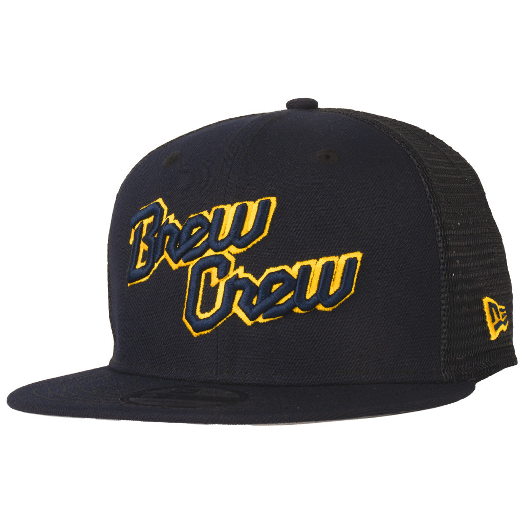 MLB Milwaukee Brewers New Era Shadowline 9FIFTY Snapback Trucker Hat - Navy