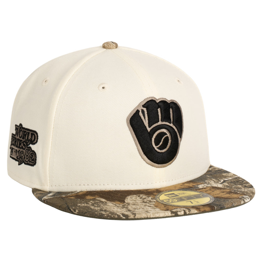 MLB Milwaukee Brewers New Era Real Tree Two-Tone 59FIFTY Fitted Hat- Cream