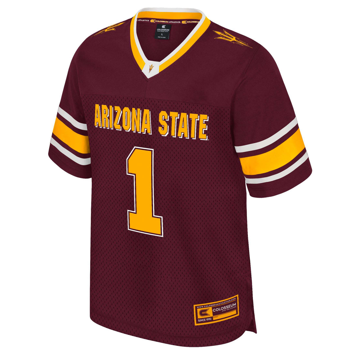 NCAA Arizona State Sun Devils Colosseum All Day Football Jersey T-Shirt- Maroon