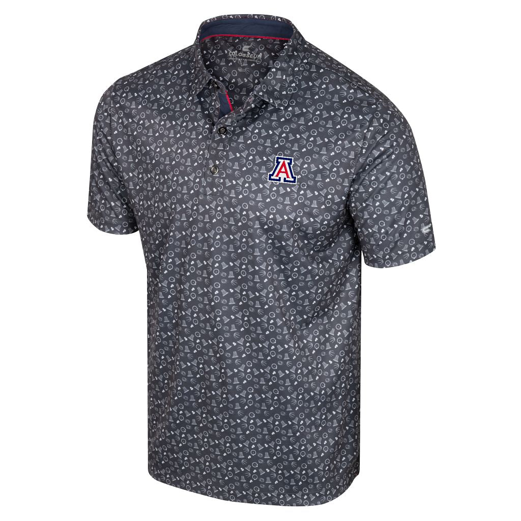 NCAA Arizona Wildcats Colosseum Sport Print Polo - Charcoal