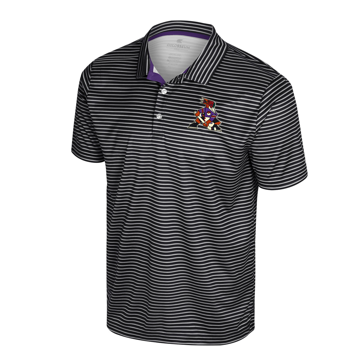 Tucson Roadrunners Colosseum Staff Striped Polo- Black