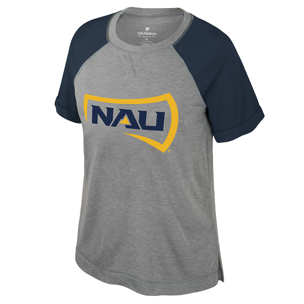 NCAA Northern Arizona Lumberjacks Women&#39;s Colosseum Portia Colorblock T-Shirt - Gray