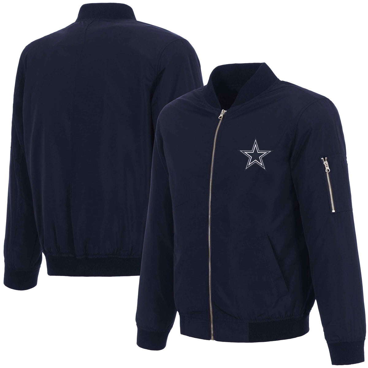 NFL Dallas Cowboys JH Design Nylon Bomber Jacket- Navy