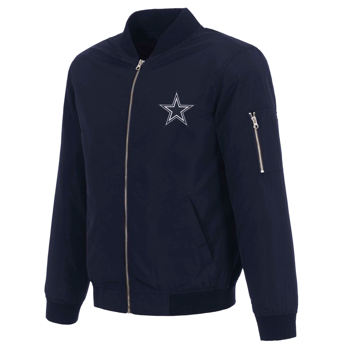 NFL Dallas Cowboys JH Design Nylon Bomber Jacket- Navy