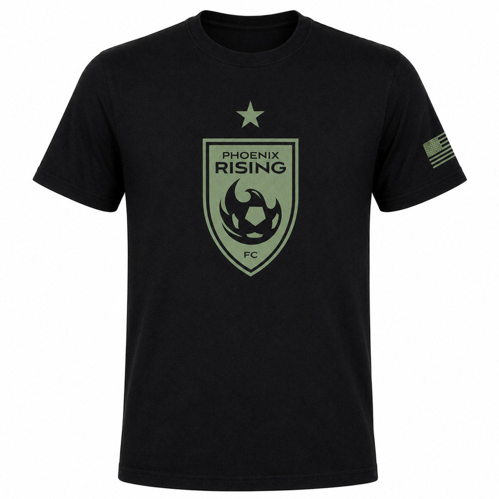Phoenix Rising Military Cotton T-Shirt - Black