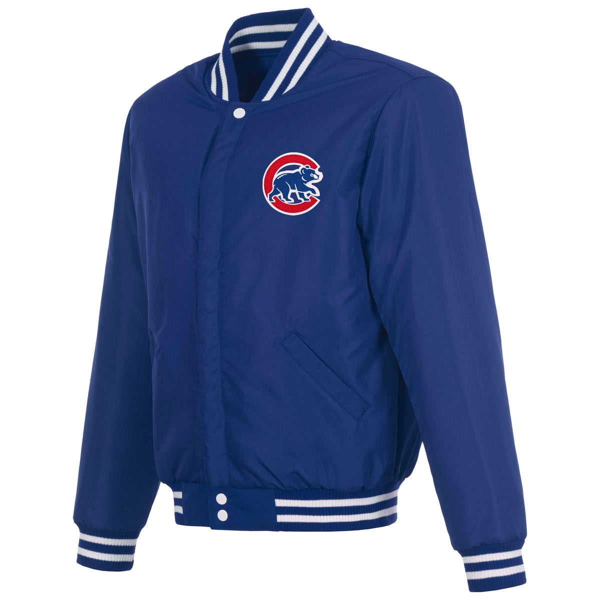 MLB Chicago Cubs JH Design Reversible Varsity Jacket- Blue/White