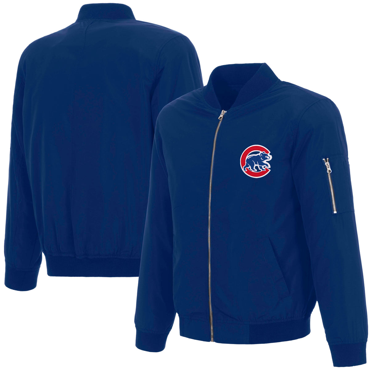 MLB Chicago Cubs JH Design Nylon Bomber Jacket- Blue