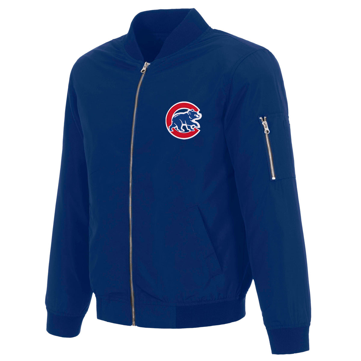 MLB Chicago Cubs JH Design Nylon Bomber Jacket- Blue