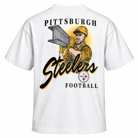NFL Pittsburgh Steelers '47 Kickoff Backer Script T-Shirt- White