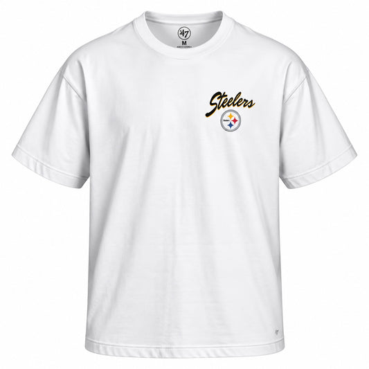 NFL Pittsburgh Steelers '47 Kickoff Backer Script T-Shirt- White