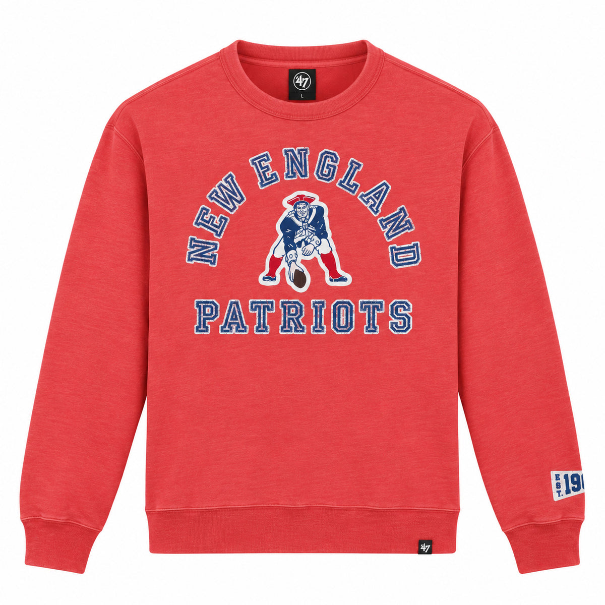 NFL New England Patriots '47 Calderwood Terry Crewneck Sweater- Red