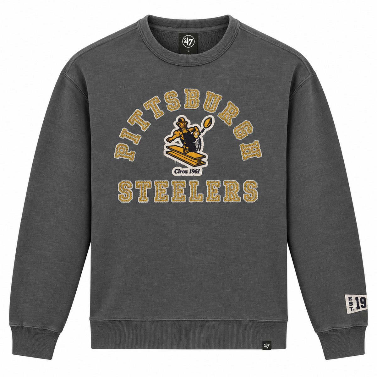 NFL Pittsburgh Steelers '47 Calderwood Terry Crewneck Sweater- Black