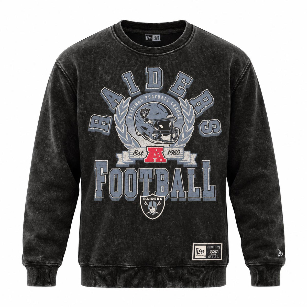 NFL Las Vegas Raiders New Era Washed Crewneck Sweater- Black