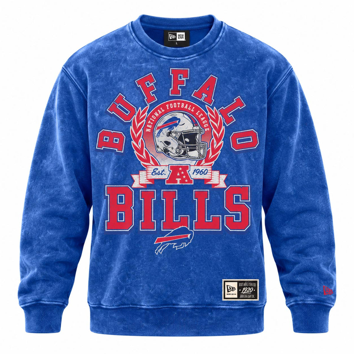 NFL Buffalo Bills New Era Washed Crewneck Sweater- Blue
