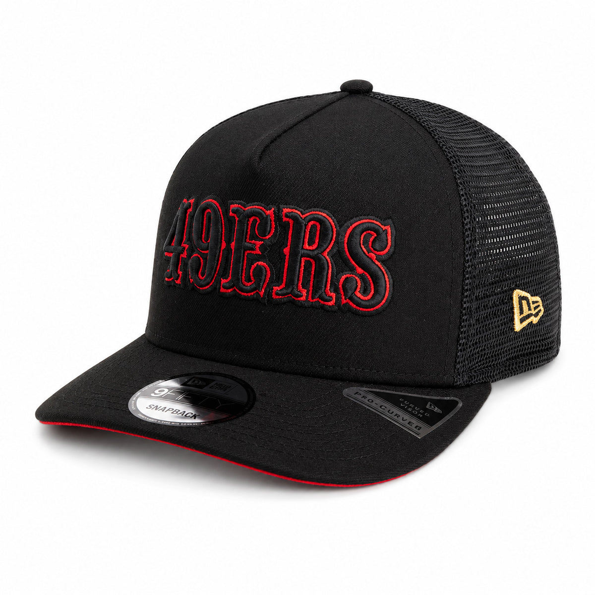 NFL San Francisco 49ers New Era Trucker 9FIFTY A-Frame Snapback Hat- Black