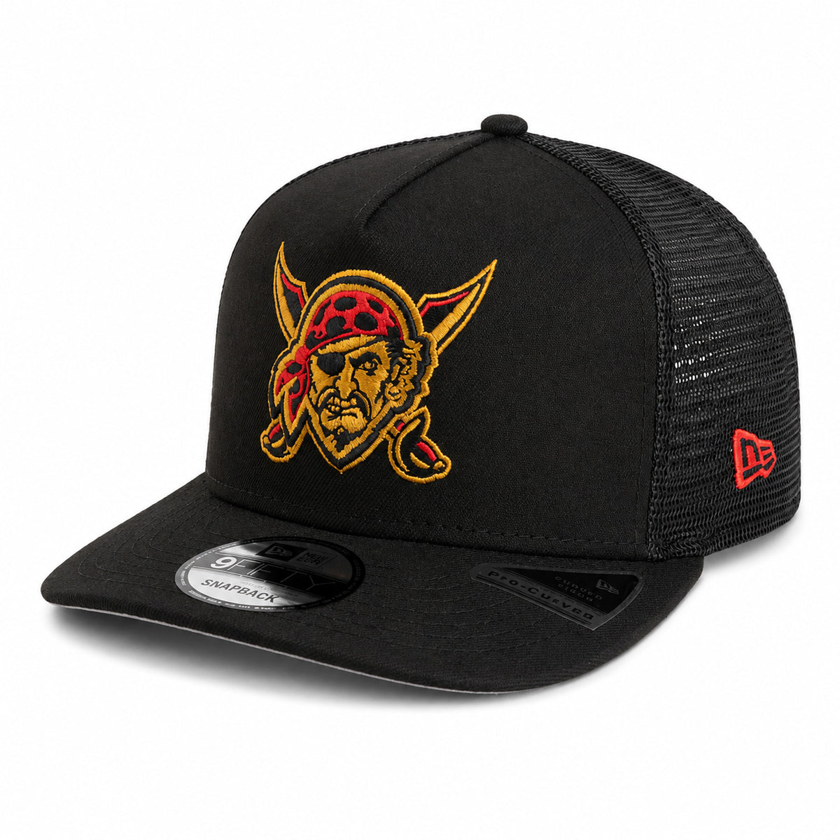 MLB Pittsburgh Pirates New Era City Connect Trucker 9FIFTY A-Frame Snapback Hat- Black