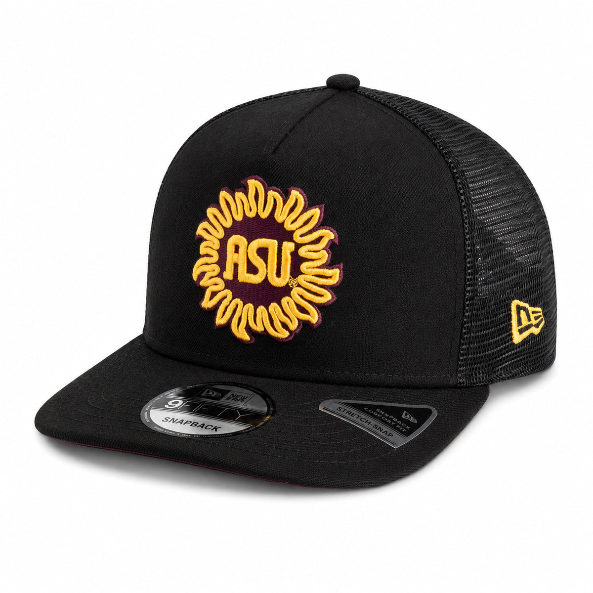 NCAA Arizona State Sun Devils New Era Trucker 9FIFTY A-Frame Snapback Hat- Black