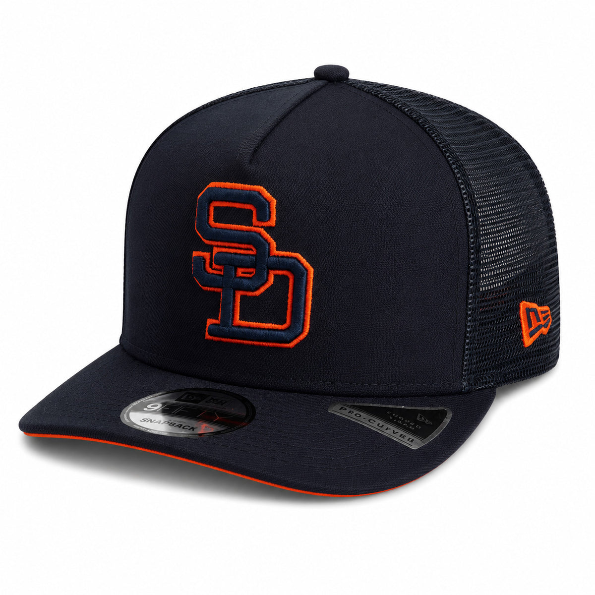 MLB San Diego Padres New Era Trucker 9FIFTY A-Frame Snapback Hat- Navy