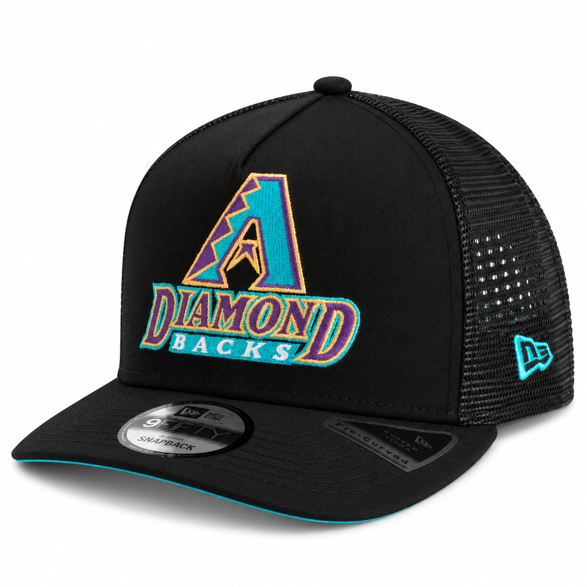 MLB Arizona Diamondbacks New Era Stacked Cooperstown Trucker 9FIFTY A-Frame Snapback Hat- Black