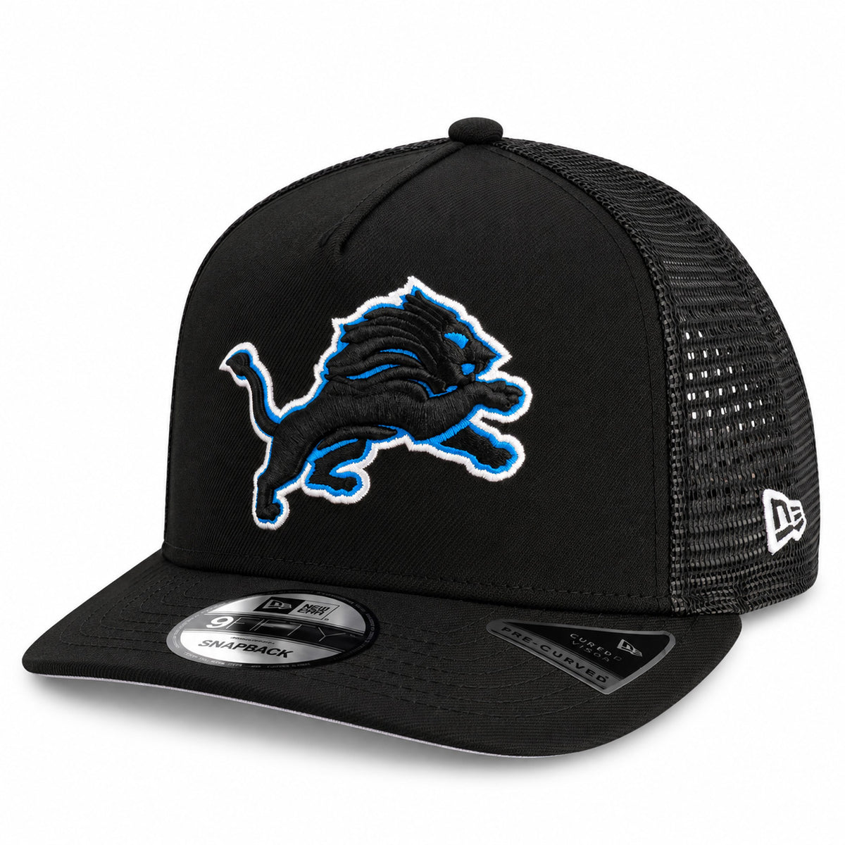 NFL Detroit Lions New Era Trucker 9FIFTY A-Frame Snapback Hat- Black