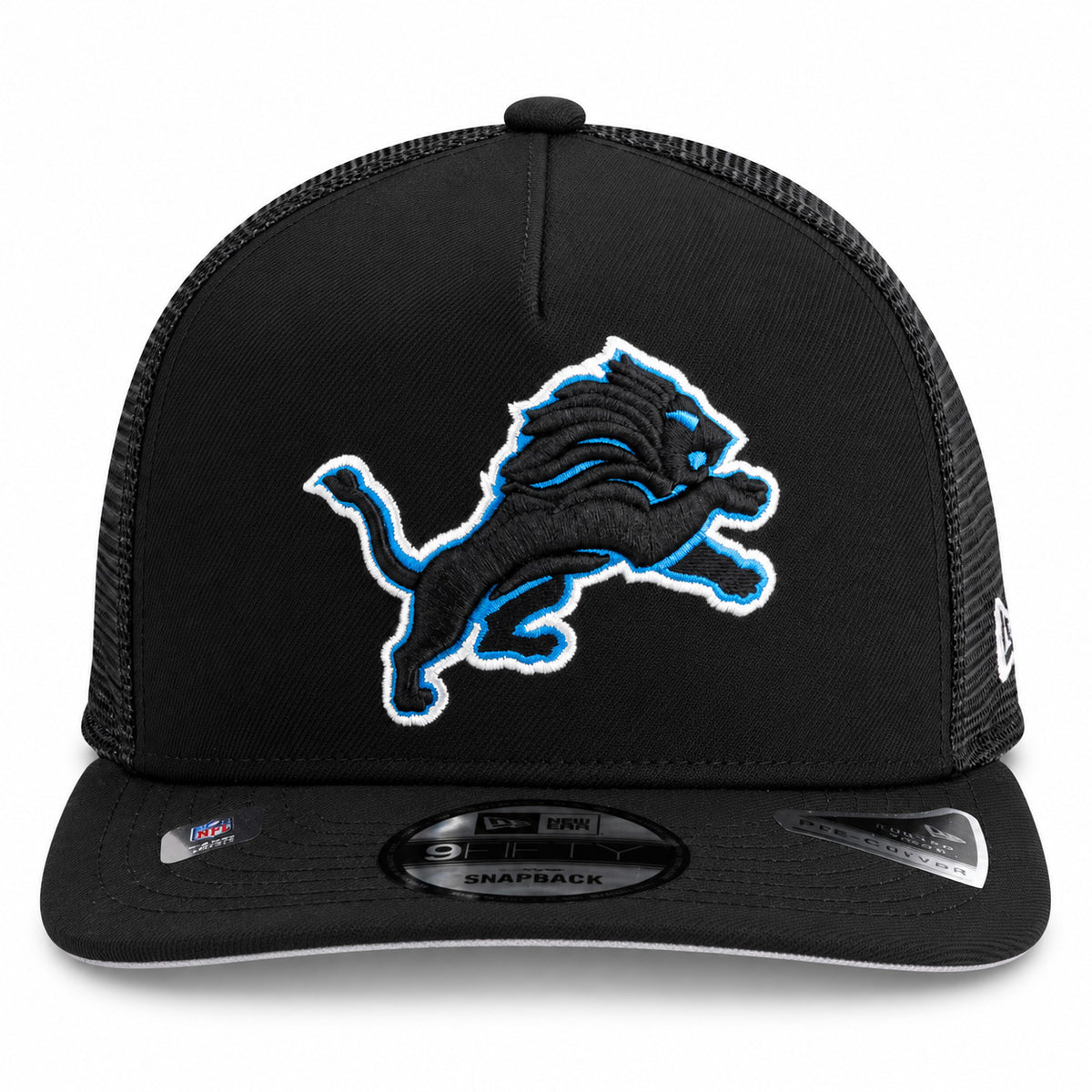 NFL Detroit Lions New Era Trucker 9FIFTY A-Frame Snapback Hat- Black