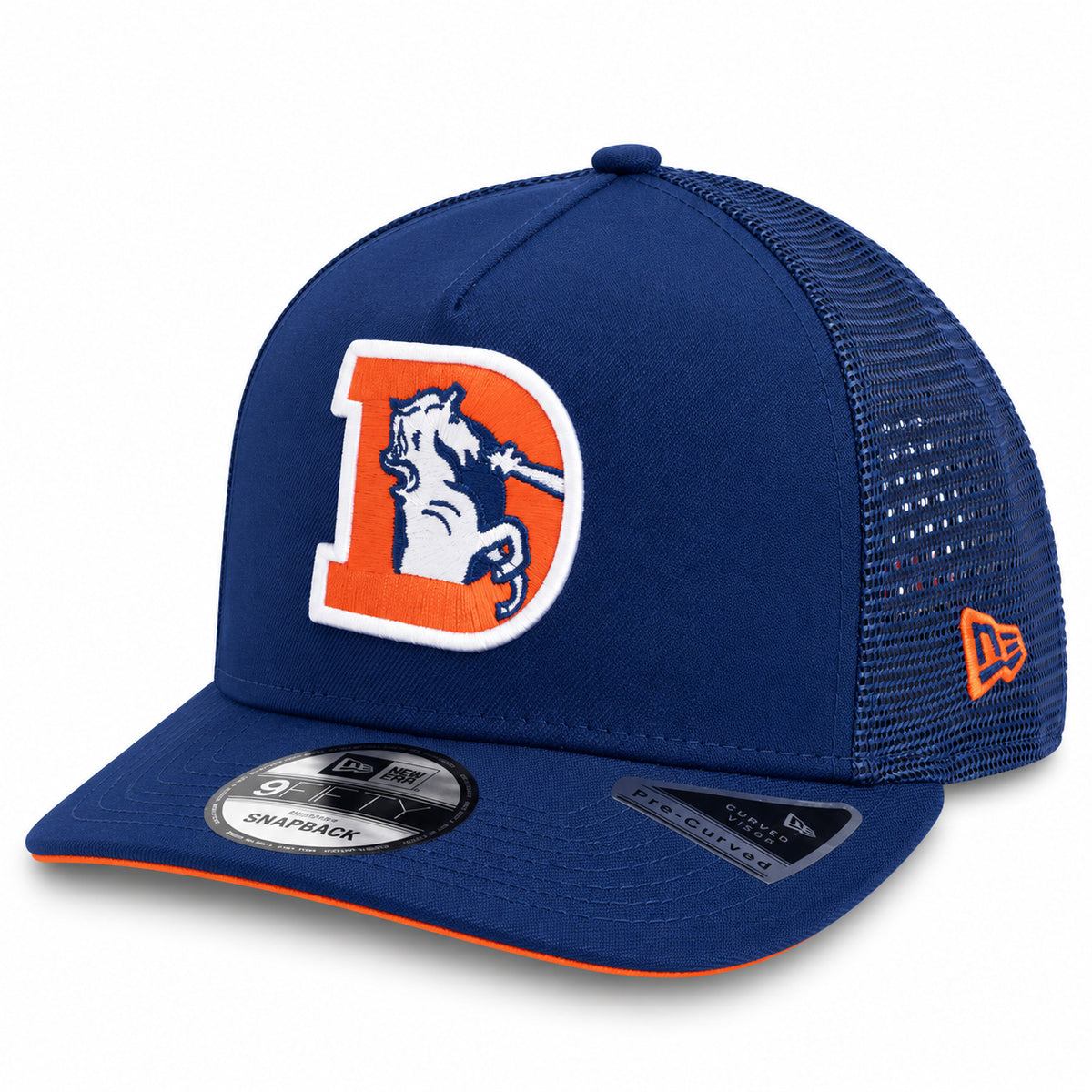 NFL Denver Broncos New Era Throwback Trucker 9FIFTY A-Frame Snapback Hat- Blue