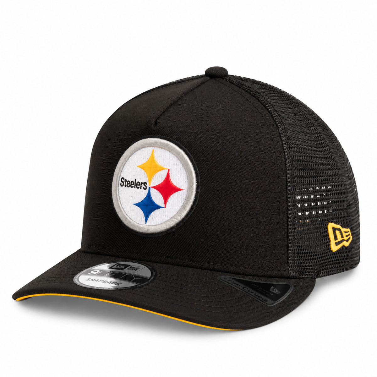NFL Pittsburgh Steelers New Era Trucker 9FIFTY A-Frame Snapback Hat- Black