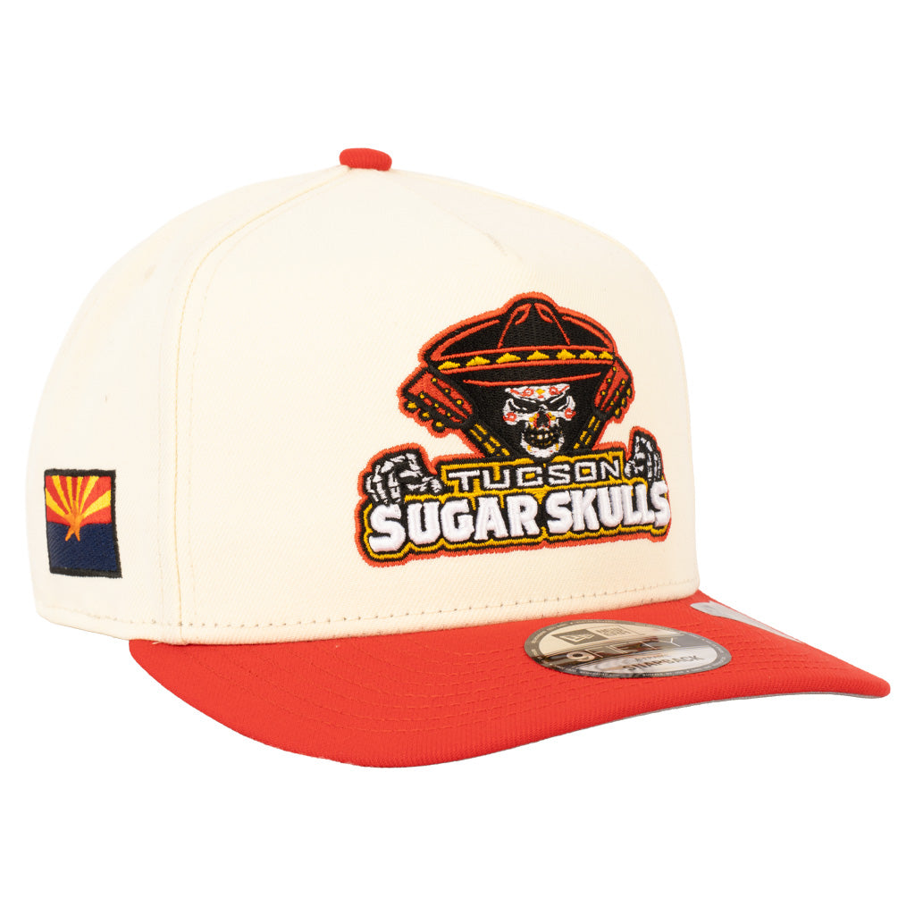 Tucson Sugar Skulls New Era Two-Tone Logo Stack 9FIFTY A-Frame Snapback Hat - Cream