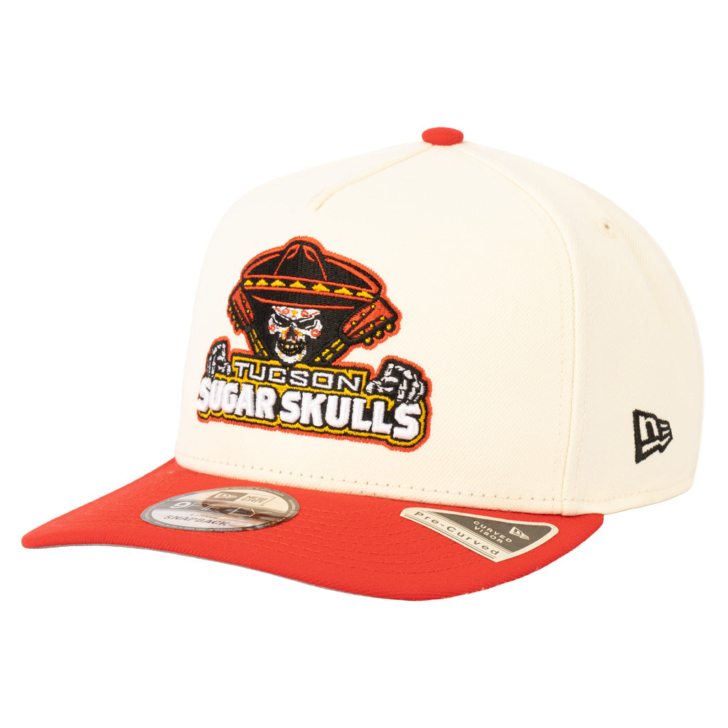 Tucson Sugar Skulls New Era Two-Tone Logo Stack 9FIFTY A-Frame Snapback Hat - Cream