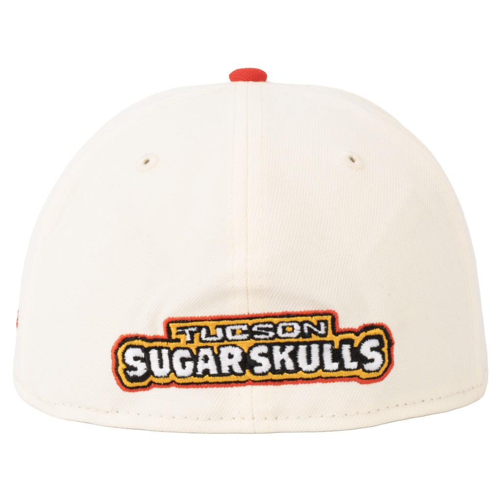 Tucson Sugar Skulls New Era Two-Tone Logo Stack 59FIFTY Fitted Hat - Cream