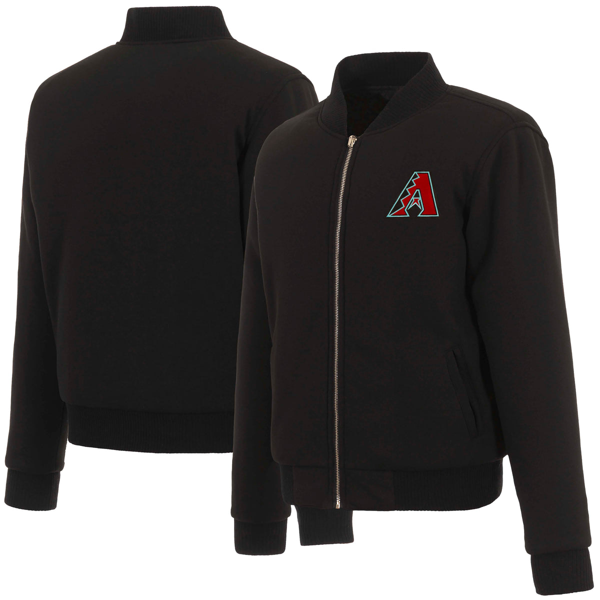 MLB Arizona Diamondbacks Women's JH Design Reversible Fleece Jacket- Black