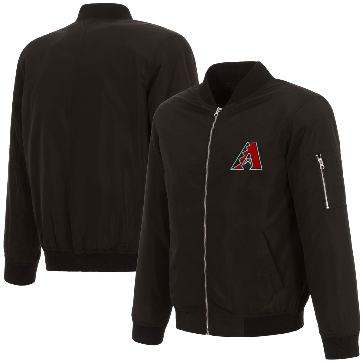 MLB Arizona Diamondbacks JH Design Nylon Bomber Jacket- Black
