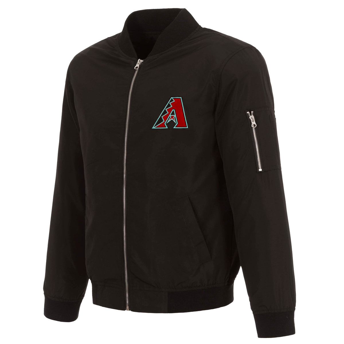 MLB Arizona Diamondbacks JH Design Nylon Bomber Jacket- Black
