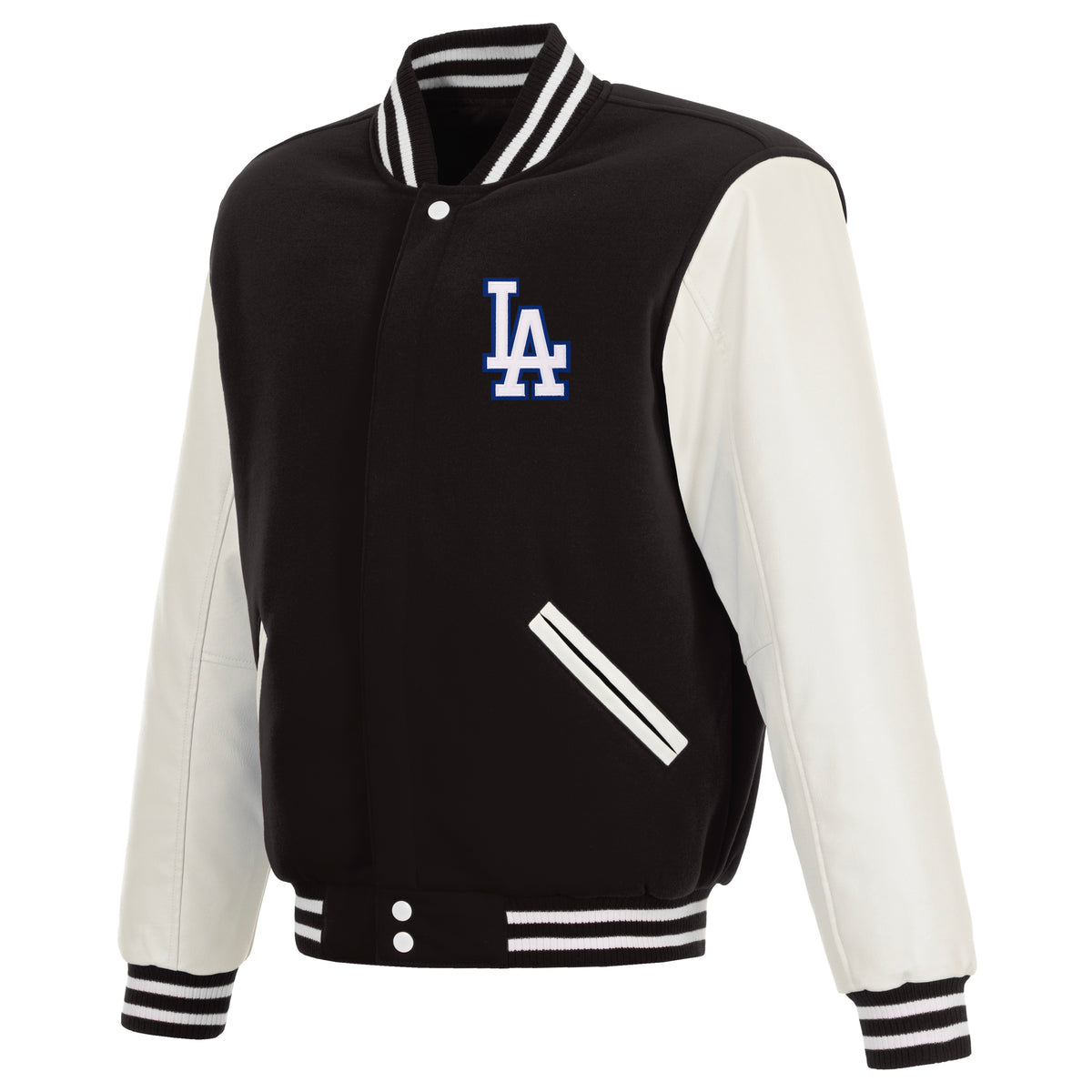 MLB Los Angeles Dodgers JH Design Reversible Varsity Jacket- Black/White