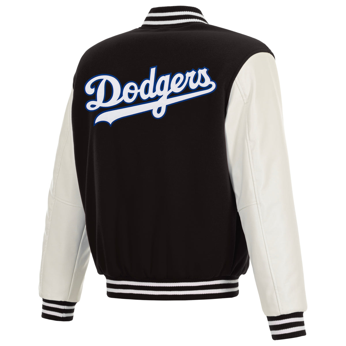 MLB Los Angeles Dodgers JH Design Reversible Varsity Jacket- Black/White