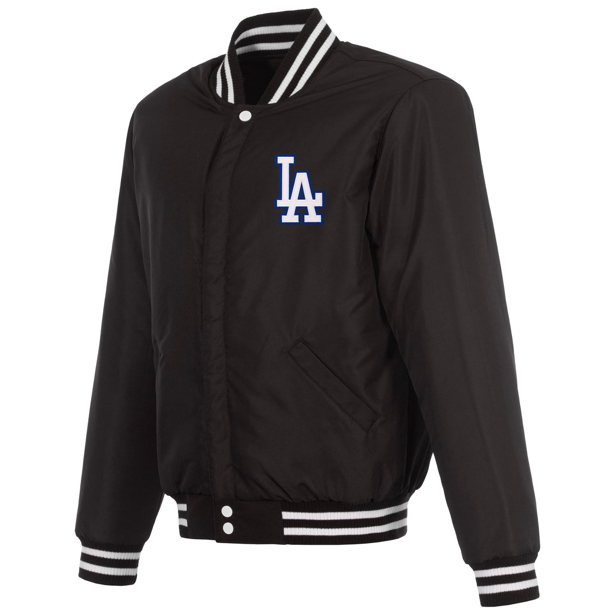 MLB Los Angeles Dodgers JH Design Reversible Varsity Jacket- Black/White
